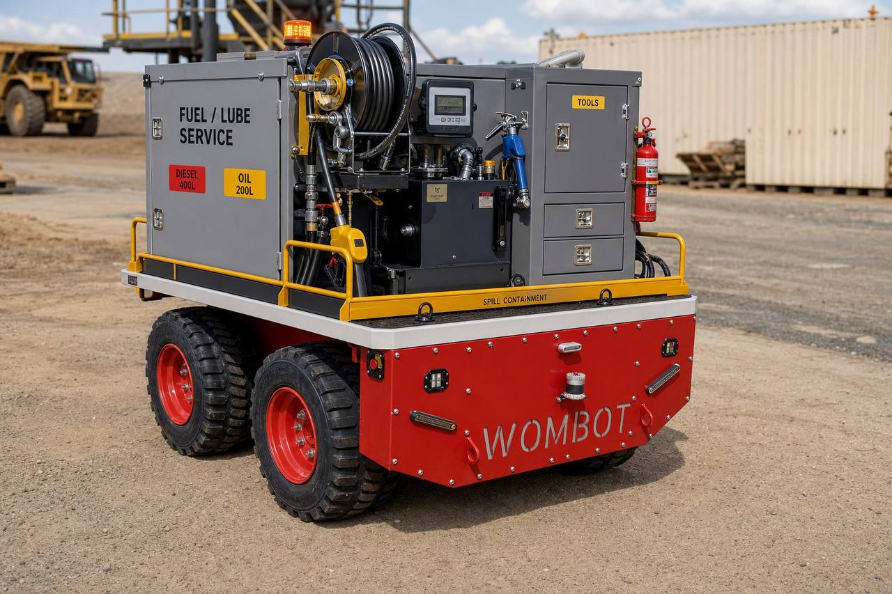 Wombot platform fitted with a fuel and lube service module